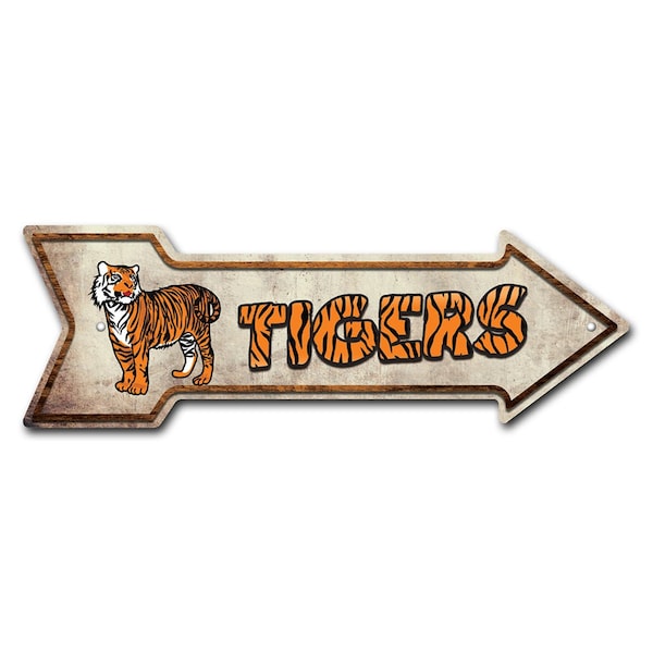 Tigers Arrow Sign Funny Home Decor 36in Wide